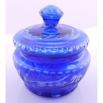 Old Blue Glass Dish with Lid